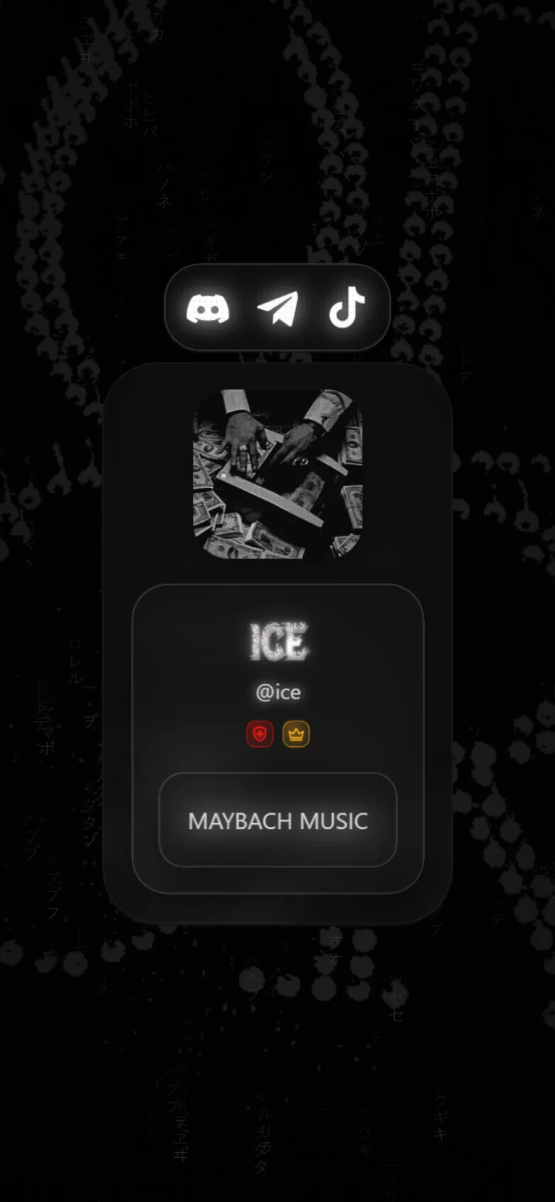 A photograph of ice.illest.one again, as a phone shows it: the same parts, one under another.